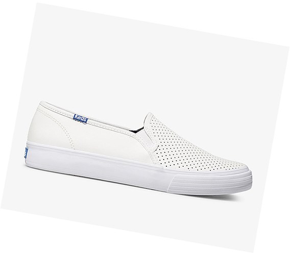 Tenis Slip On Keds Double Decker Perf Cuero Mujer Blancos | TAG328406