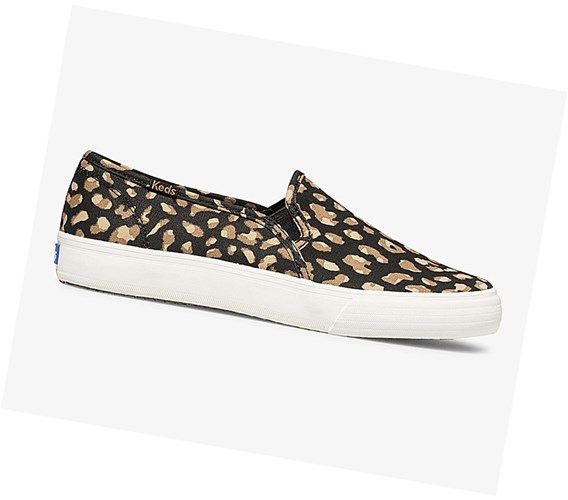 Tenis Slip On Keds Washable Double Decker Animal Mujer Negros Leopardo | OHS097236