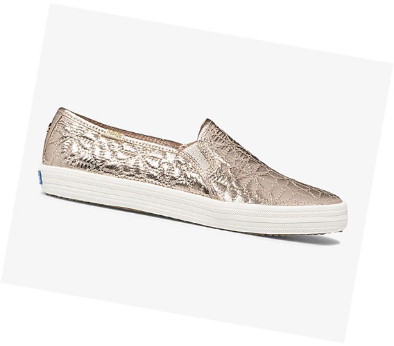 Tenis Slip On Keds x kate spade new york Double Decker Acolchado Nylon Mujer Golden | DXN489275