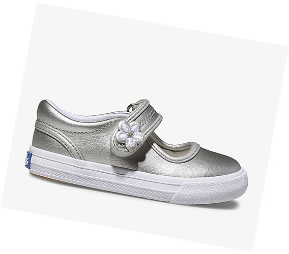 Zapatos Mary Jane Keds Big Kid Ella Mary Jane Mary Janes Niños Plateados Metal | WIQ421956