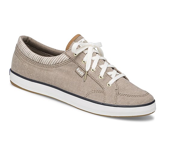 Zapatos con Cordones Keds Center Chambray/Stripe Comodidad Mujer Marrom | KEA728416