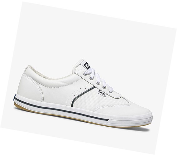 Zapatos con Cordones Keds Courty Cuero Comodidad Mujer Blancos | ETU451873