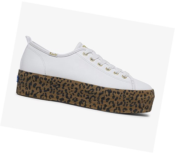 Zapatos con Cordones Keds x Wonder Woman Triple Up Cuero Mujer Blancos Leopardo | BQP917485