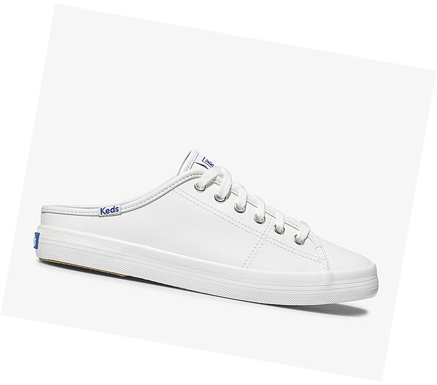 White leather slip on keds top