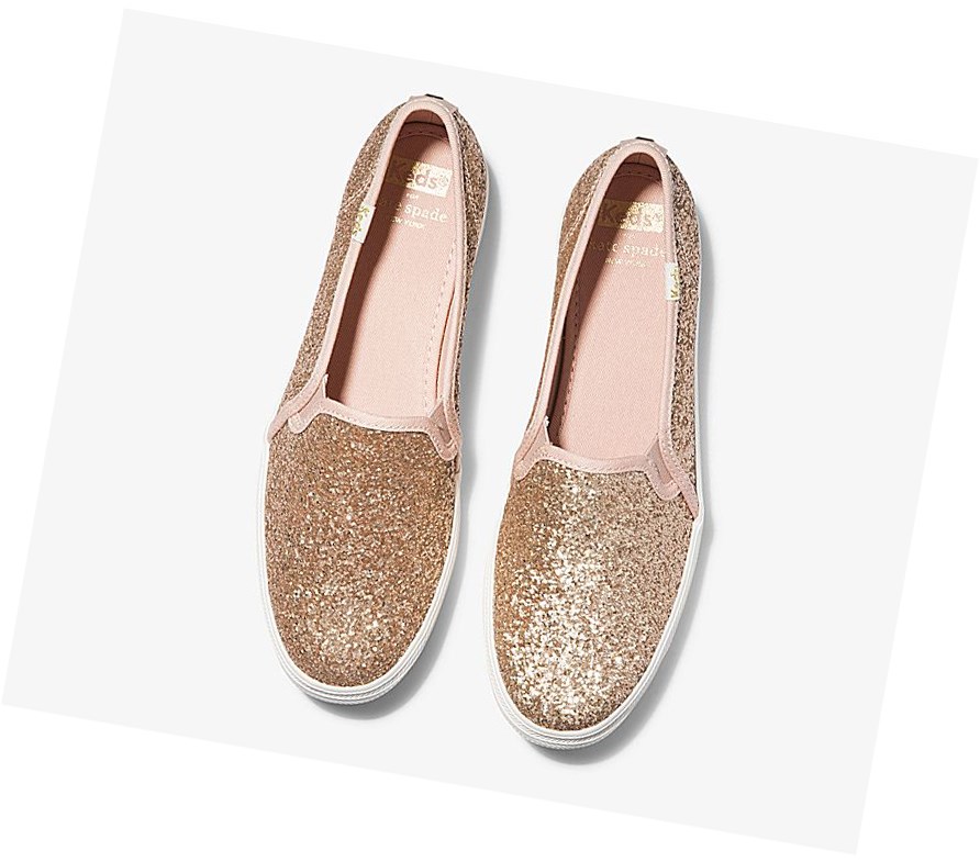 Tienda Online Tenis Slip On Keds x kate spade new york Triple Decker Glitter Mujer Rosas Dorados